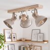 Naturalna boho plafoniera sufitowa Orny na drewnianej listwie, obrotowe reflektory