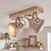 Lampa sufitowa Herford, drewniana belka, 2 regulowane reflektory piaskowe