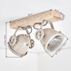 Lampa sufitowa Herford, drewniana belka, 2 regulowane reflektory piaskowe