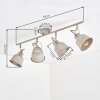 Podłużna lampa sufitowa Safari, 4 piaskowe obrotowe klosze z widocznymi oprawkami E14