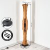 Drewniana lampa stojąca Sernadelo w naturalnych kolorach, faliste wycięcia, 4 źródła E27