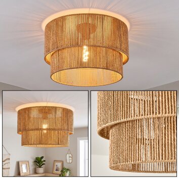 Boho-lampa sufitowa Tamir, dwuwarstwowy klosz z naturalnego sznurka, ø 50 cm
