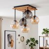 Lampa sufitowa Koyoto z drewnianą płytą lamelową i kulistymi kloszami