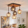 Lampa sufitowa Koyoto z drewnianą płytą lamelową i kulistymi kloszami