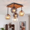 Klasterowa lampa sufitowa Koyoto, 5 bursztynowych, przydymionych i przezroczystych kloszy