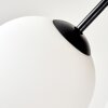 Lampa sufitowa Gastor boho z lamelową rozetą i 5 białymi kloszami szklanymi