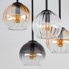 Nowoczesna lampa wisząca Koyoto z klastrową kompozycją 4 bursztynowych kloszy