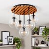 Boho plafoniera klastrowa Gastor z 5 przezroczystymi szklanymi kulami ø 15 cm
