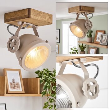 Nowoczesna lampa sufitowa Herford, kwadratowa podsufitka, obrotowy piaskowy reflektor