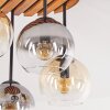 Klastrowa lampa sufitowa Koyoto z drewnianymi listwami i 4 szklanymi kulami