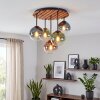 Boho lampa sufitowa Gastor nad stołem jadalnym, z drewnianymi lamelami