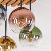 Retro lampa sufitowa Koyoto z drewnianymi lamelami i czterema szklanymi kloszami