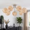 Boho lampa sufitowa Basto z 7 kulistymi naturalnymi bambusowymi kloszami, piaskowa
