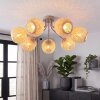 Boho lampa sufitowa Basto z 7 kulistymi naturalnymi bambusowymi kloszami, piaskowa