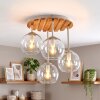 Boho plafoniera Koyoto z 4 przezroczystymi szklanymi kulami w naturalnych kolorach