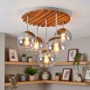 Boho plafon sufitowy Koyoto, 5 kulistych kloszy w przydymionym i przezroczystym szkle