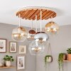 Boho lampa sufitowa Koyoto z lamelową osłoną nad stołem jadalnianym