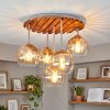 Lampa sufitowa Koyoto z płytą lamelową w kolorach naturalnych i 5 źródłami światła