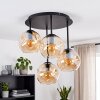Nowoczesna lampa sufitowa Ripoll z 4 bursztynowymi szklanymi kloszami kulistymi