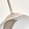 Nowoczesna lampa sufitowa Koyoto z 4 kulistymi kloszami, piaskowa, nad stołem jadalnym