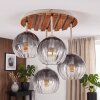 Boho plafoniera Koyoto z 4 kulistymi kloszami przydymionymi i przezroczystymi, E14
