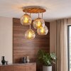 Naturalna boho lampa sufitowa Koyoto, 4 bursztynowe klosze, drewniana płyta lamelowa