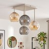 Nowoczesna lampa sufitowa Koyoto z 4 kulistymi kloszami przydymionymi i bursztynowymi