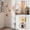 Nowoczesna lampa podłogowa Koyoto z 6 kulistymi kloszami w chromie, dymnym i bursztynowym
