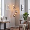 Nowoczesna lampa podłogowa Koyoto z 6 kulistymi kloszami w chromie, dymnym i bursztynowym