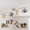 Retro lampa sufitowa Koyoto, 4 kuliste klosze w kolorach bursztynowym i przydymionym
