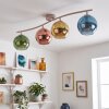 Nowoczesna lampa sufitowa Koyoto, 4 kolorowe szklane kule, E14, metalowa oprawa
