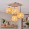 Boho lampa sufitowa Basto, 4 kuliste klosze bambusowe w naturalnym kolorze