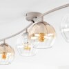 Lampa sufitowa Koyoto, falista listwa, 4 szklane klosze bursztynowe i przezroczyste