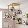 Klastrowa lampa sufitowa Chehalis nad stołem jadalnym, 5 kulistych kloszy