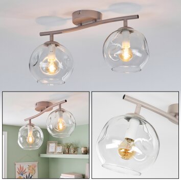 Nowoczesna lampa sufitowa Ripoll z dwiema kulistymi kloszami z przezroczystego szkła