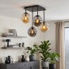Nowoczesna lampa sufitowa Gastor, 4 kuliste szklane klosze bursztynowe i przydymione
