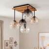 Lampa sufitowa Koyoto, 5 ryflowanych kul ze szkła bursztynowego i przezroczystego