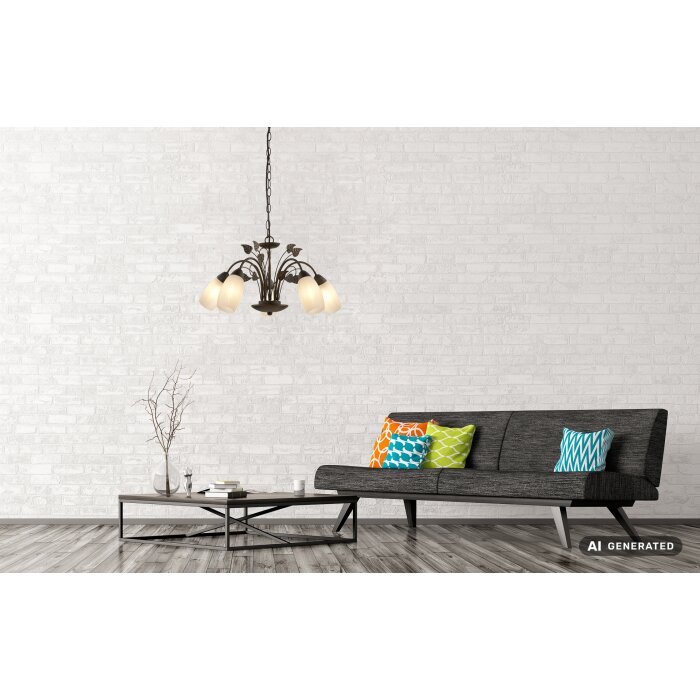 NOWA Venezia nowoczesny żyrandol florystyczny 5-płomienny E14 40 W Ø 50 cm do salonu