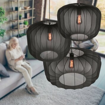 Steinhauer Sable okrągła lampa wisząca z ażurowym kloszem, długość 60 cm, do salonu
