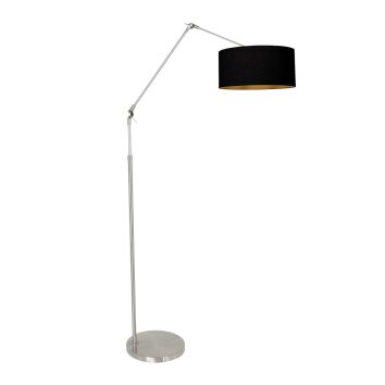 Steinhauer Prestige Chic regulowana lampa podłogowa na wysięgniku z czarnym kloszem