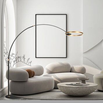 Steinhauer Ringlux regulowana lampa podłogowa łukowa LED do salonu, nowoczesna