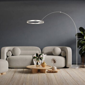 Steinhauer Ringlux LED regulowana lampa podłogowa łukowa do salonu, 2-punktowa