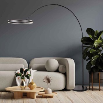Steinhauer Ringlux LED 2-punktowa lampa podłogowa łukowa nowoczesna do salonu