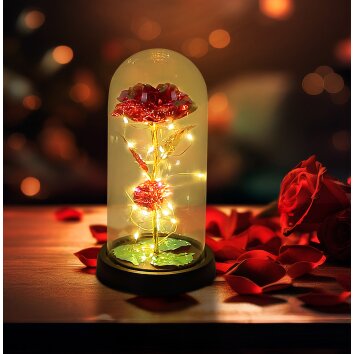 Globo Rosalina LED lampka dekoracyjna z różą, 20 mikroLED pod kopułą na prezent