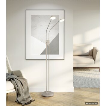 Globo Silvio LED lampa podłogowa, lampa stojąca 2-punktowa nowoczesna do salonu