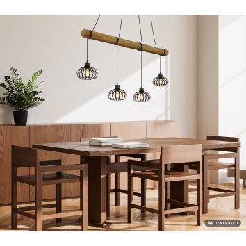 Globo Caldwell 4-płomienna lampa wisząca nad stół industrialna z ażurowymi kloszami 125 cm
