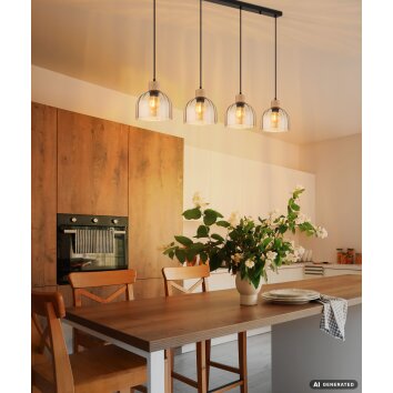 Globo Swanson podłużna lampa wisząca nad stół, 4-płomienna, 113 cm