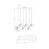 Globo Swanson nowoczesna 6-punktowa lampa wisząca nad stół do jadalni i kuchni 105 cm 40 W