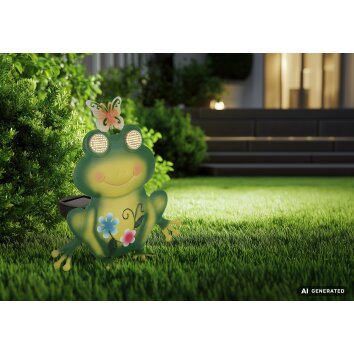 FLAUGI lampa solarna ogrodowa żaba z koroną LED dekoracyjna do ogrodu i ścieżek