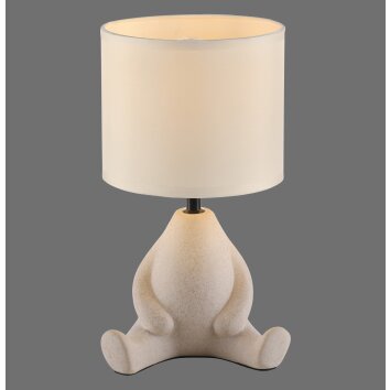 Leuchten Direkt lampa stołowa TED, z ceramiczną żabą, beżowa, ciepła barwa 3000 Kelvin